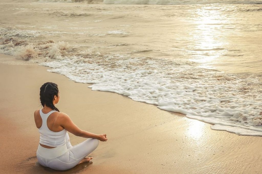 Ramya Pandian Aesthetic Yoga Poses At A Beach