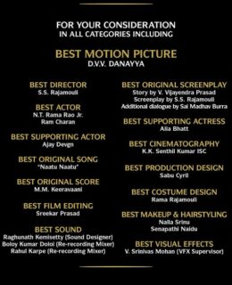 timeline of events of RRR's journey till Oscars